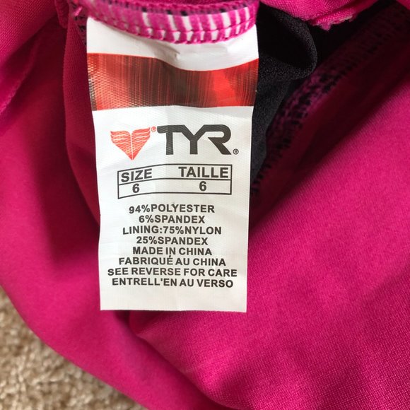 NWT TYR Pink with Black Trim Tankini with Full Coverage Bottoms Size 4/6 - Picture 7 of 15